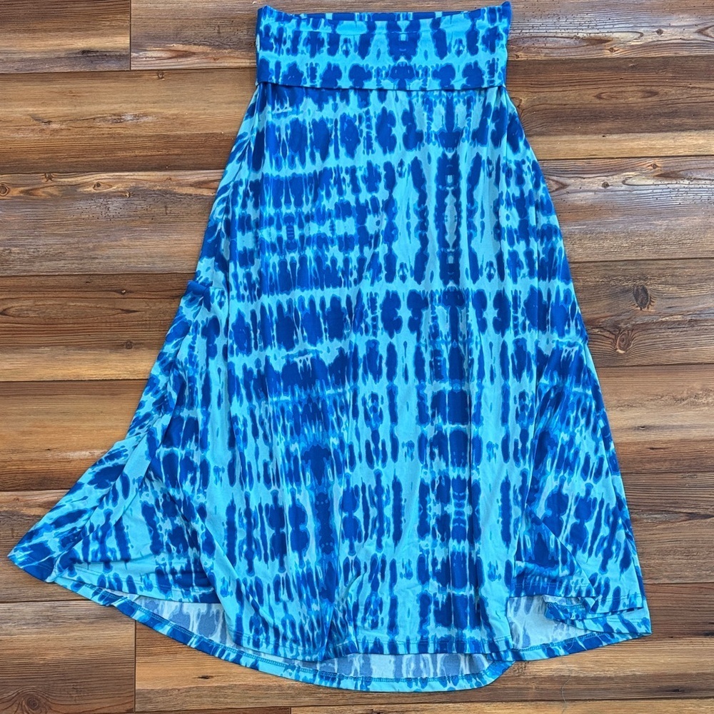 LuLaRoe Maxi Skirt in Tie Dye Blue Pattern Size S